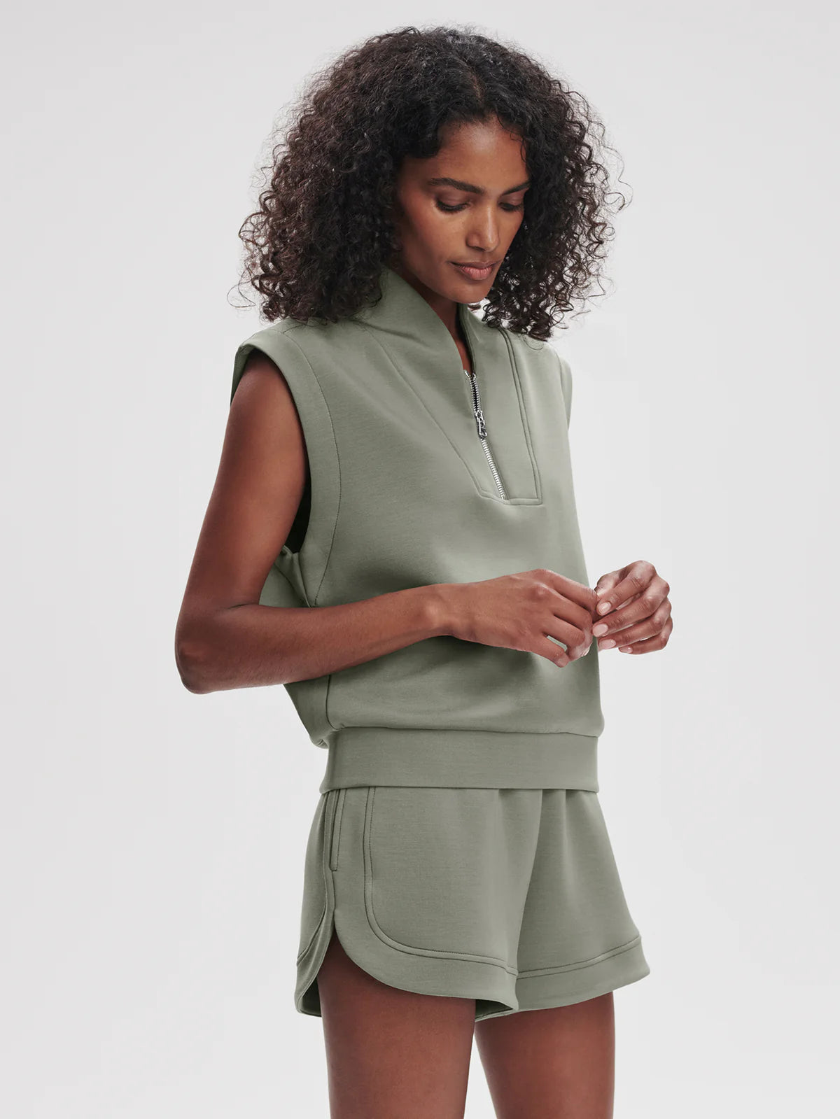 Loretta Half-Zip Sleeveless Sweat
