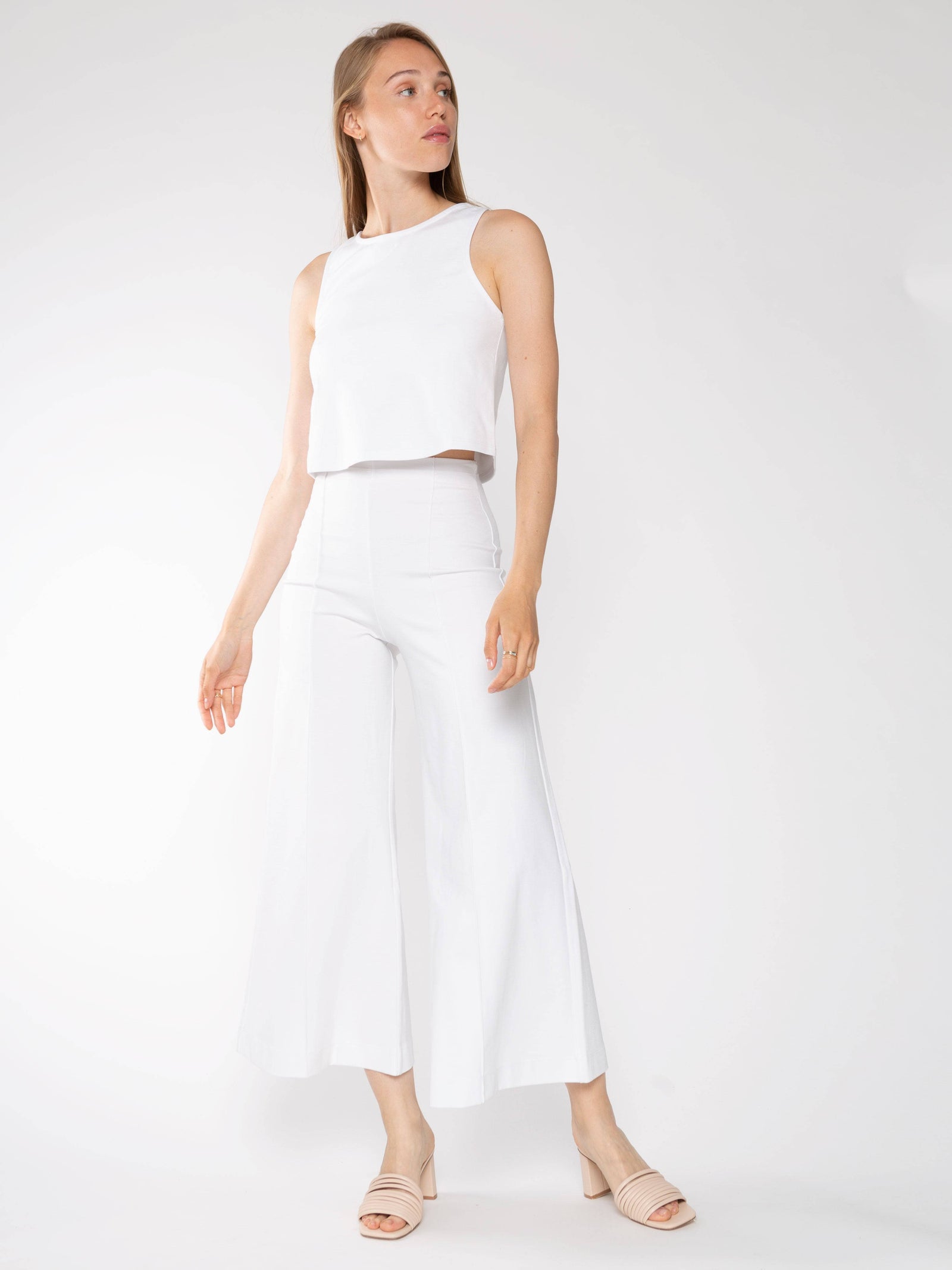 Ponte Knit Wide Leg Pant: Cropped - Wholesale
