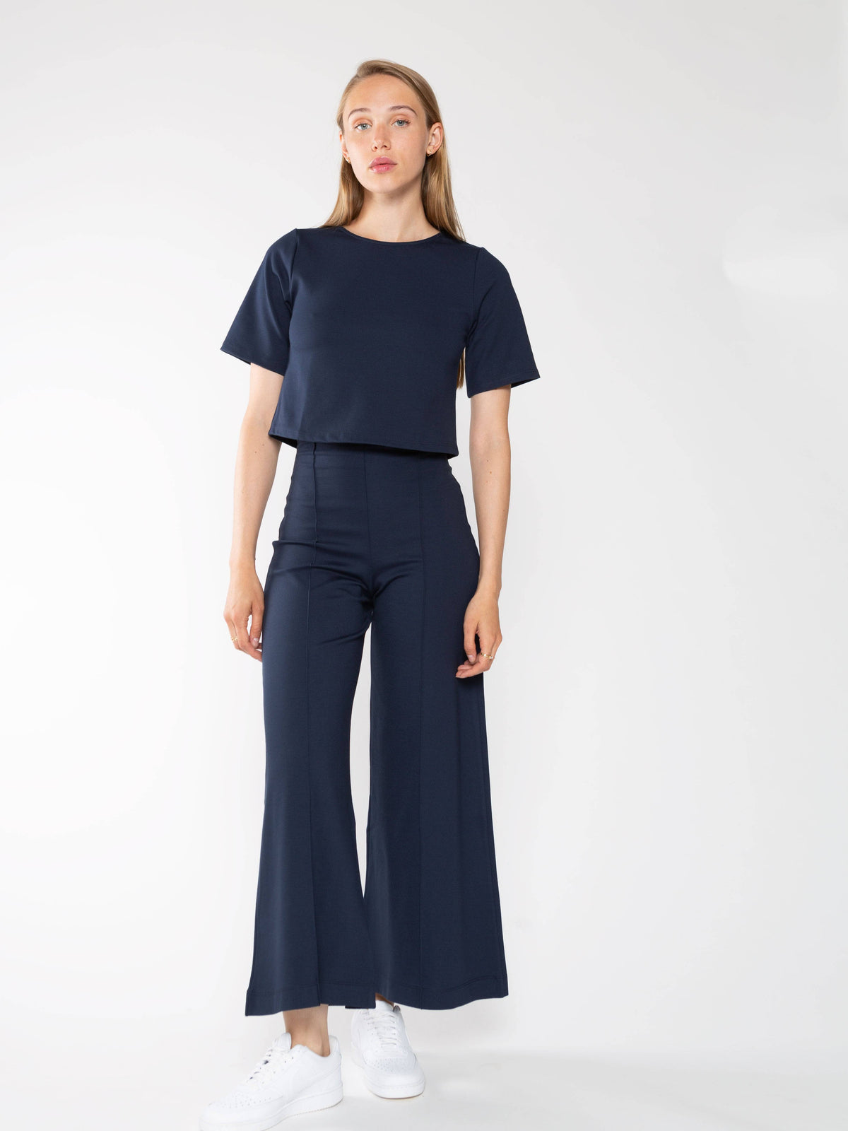 Ponte Knit Wide Leg Pant: Cropped - Wholesale