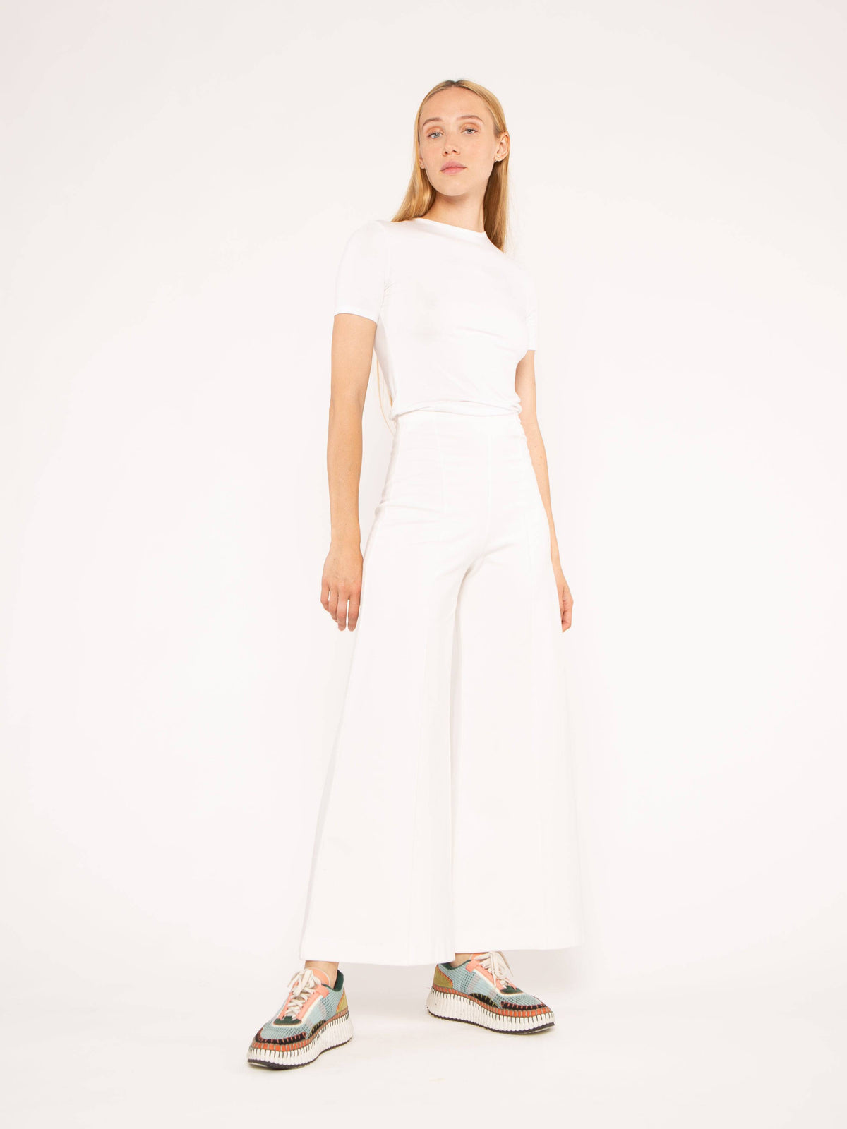 Ponte Knit Wide Leg Pant: Cropped - Wholesale