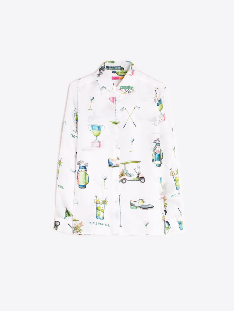 White Shirt with golf print