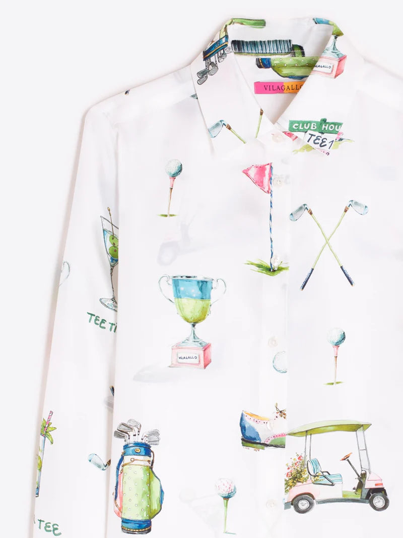 White Shirt with golf print