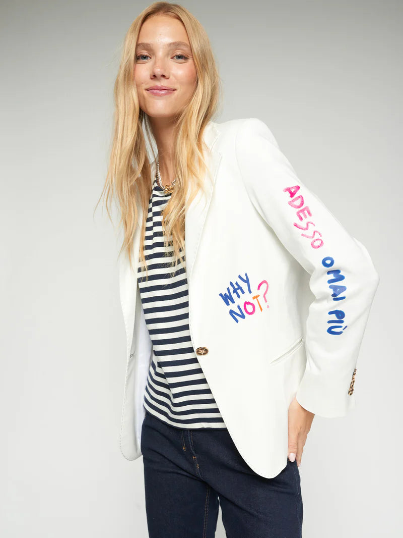 White Screen printed jacket