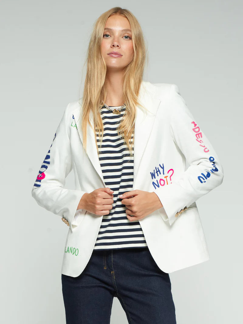 White Screen printed jacket