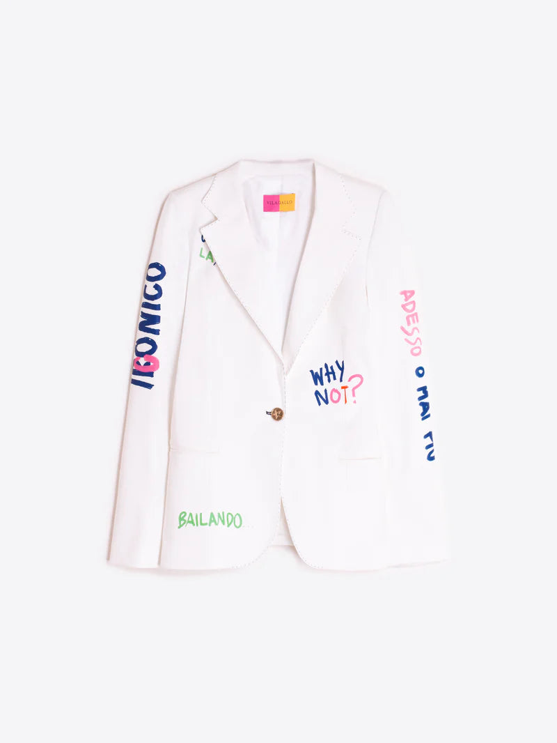 White Screen printed jacket