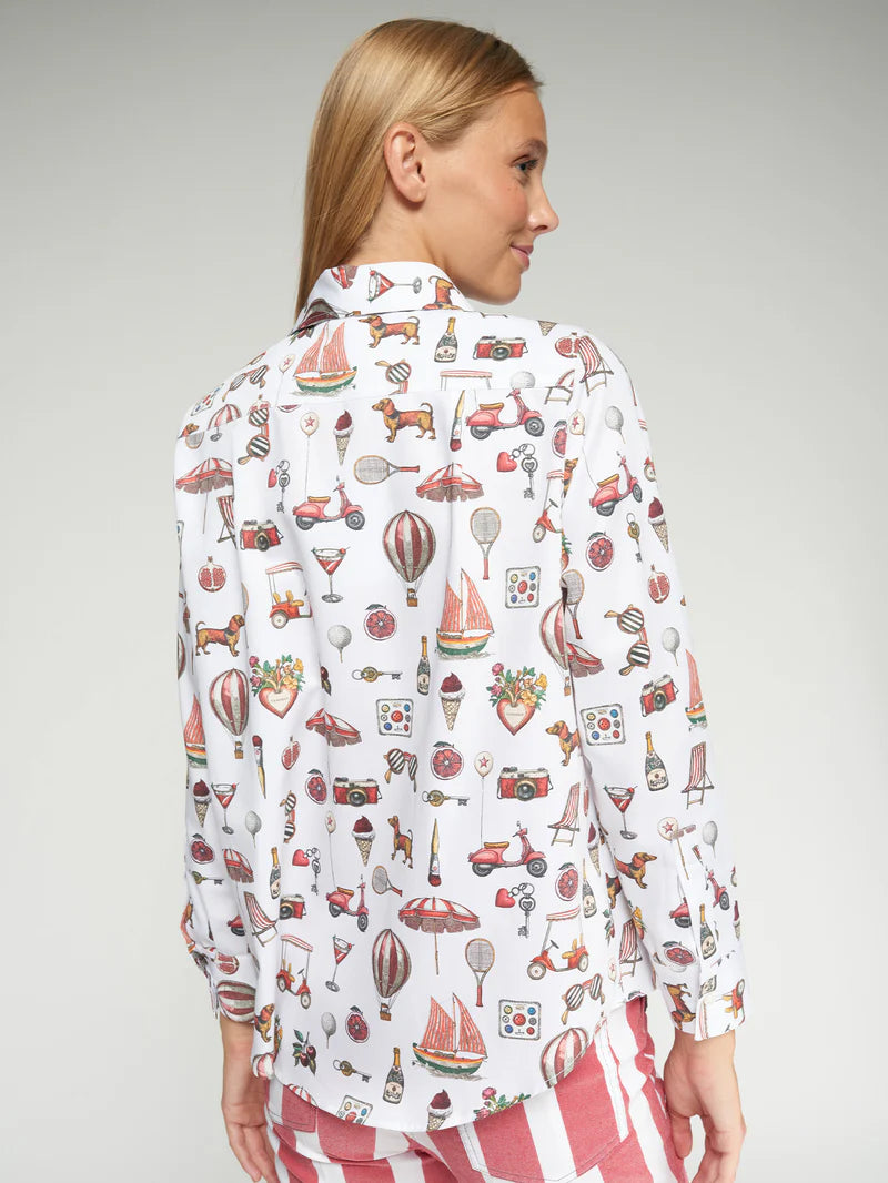 White Shirt with vintage print