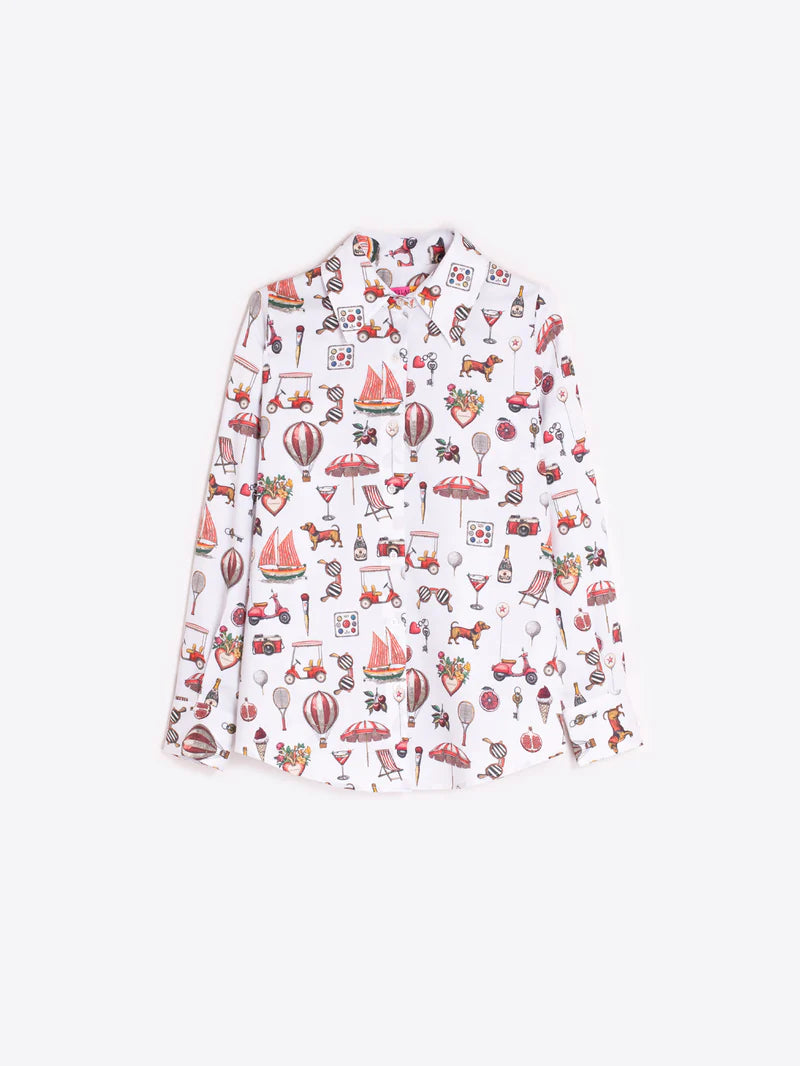 White Shirt with vintage print