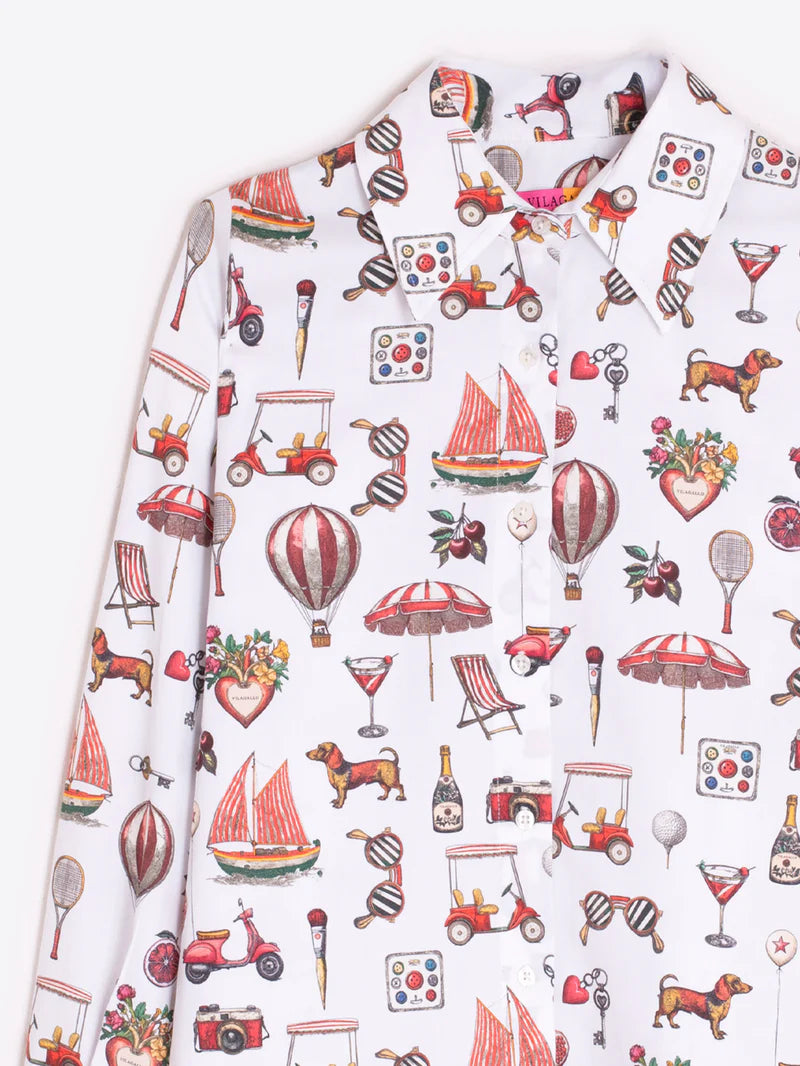 White Shirt with vintage print