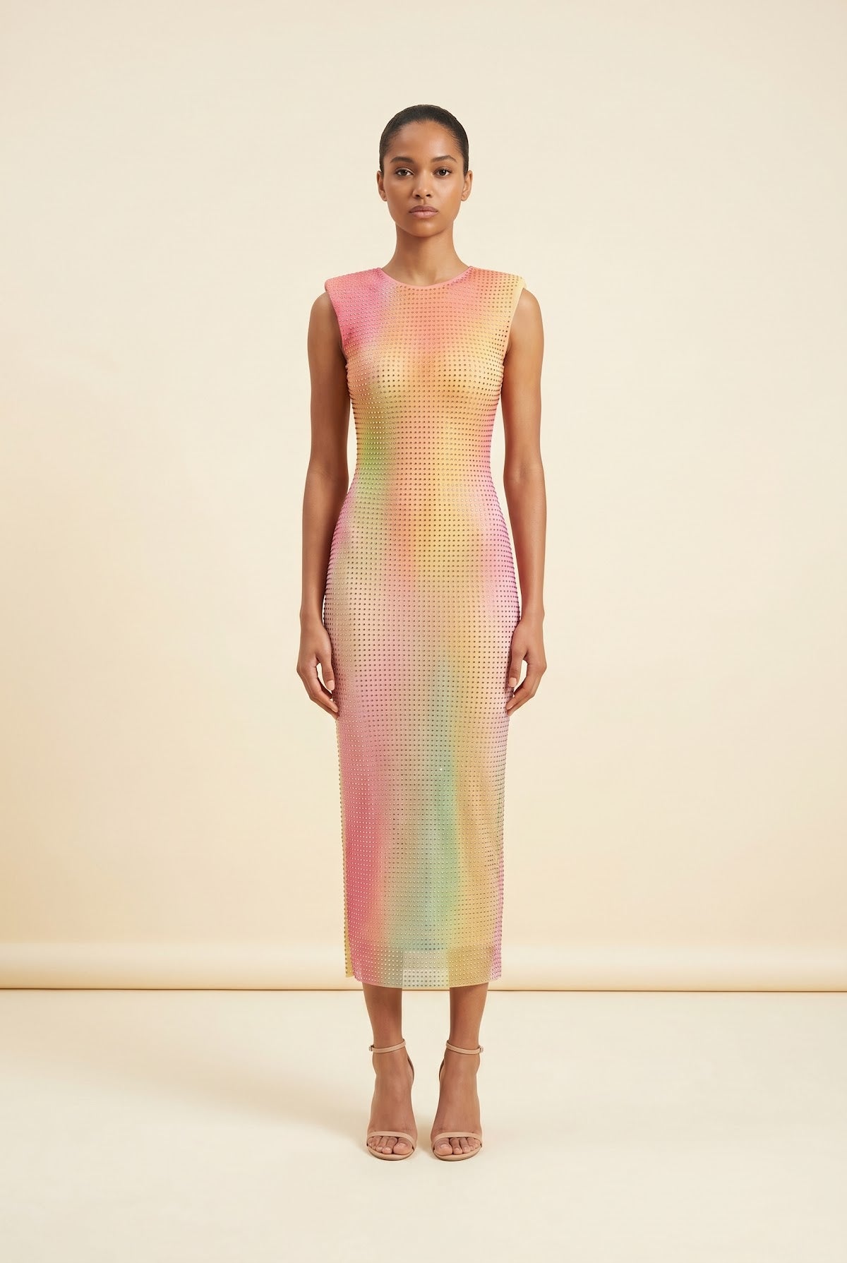 Hot-Fix Midi Dress by Self-Portrait in Neutral