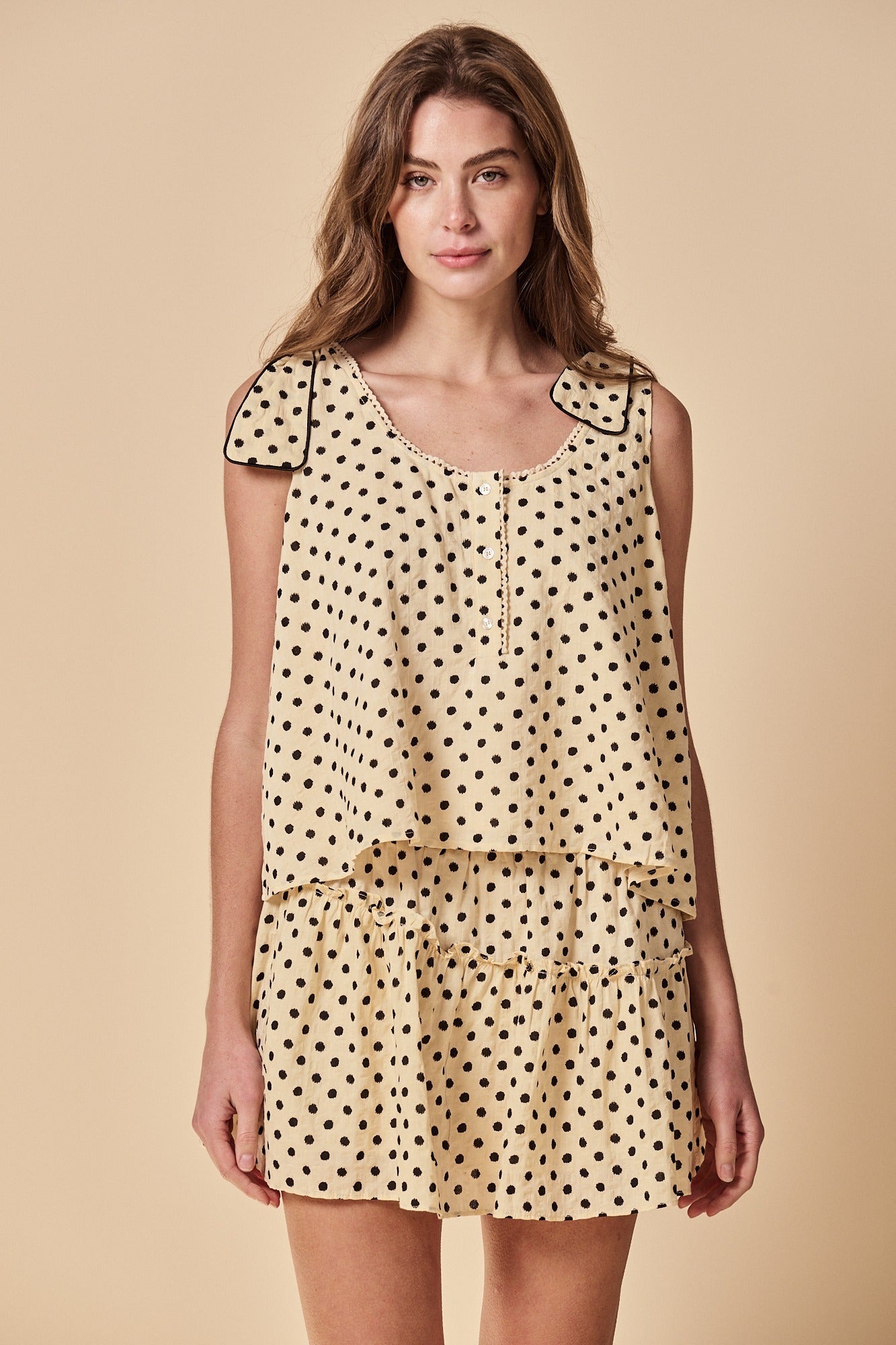 Cream polka dot