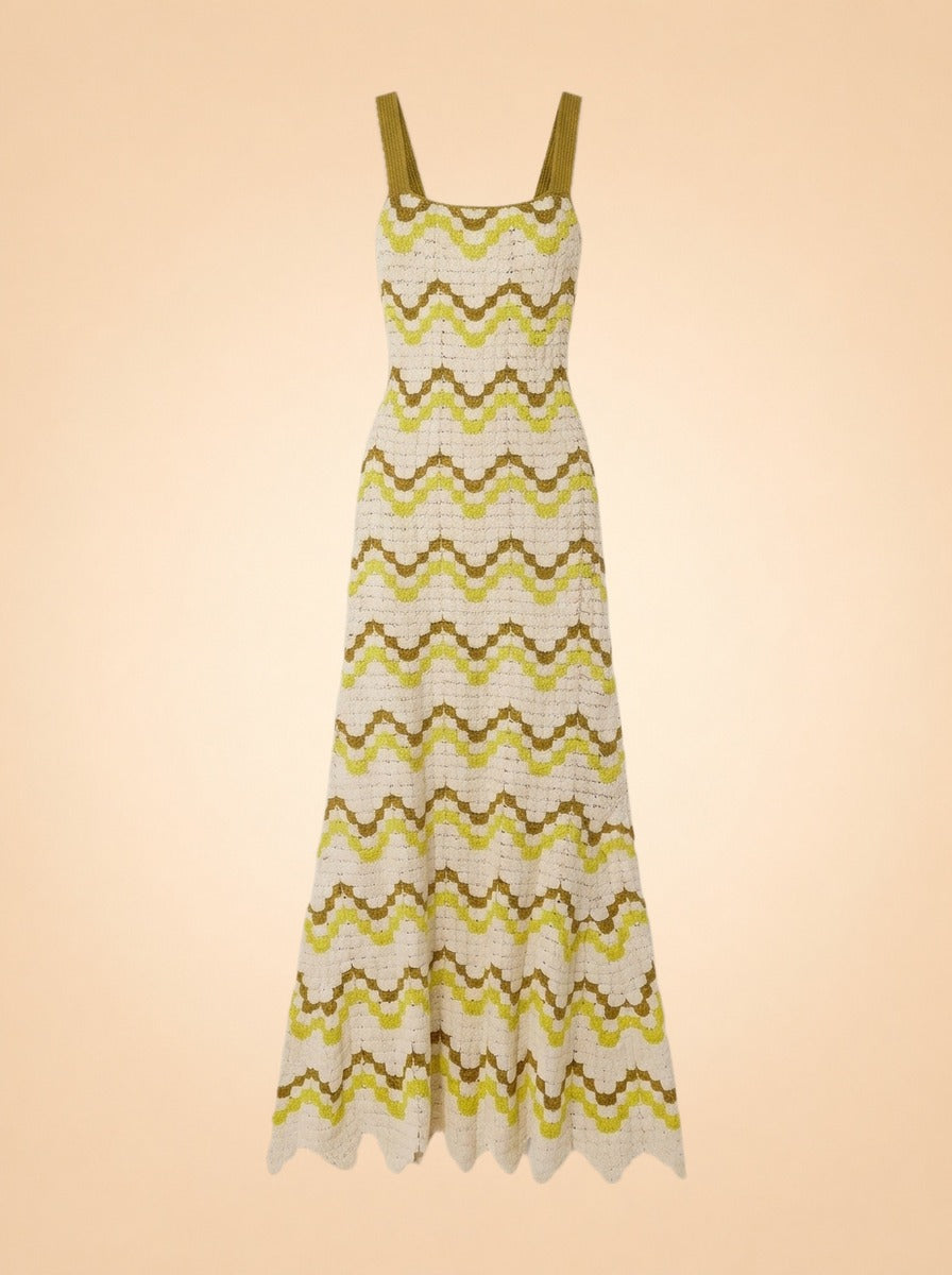 Marea Gown by Escvdo in Chartreuse zigzag knit