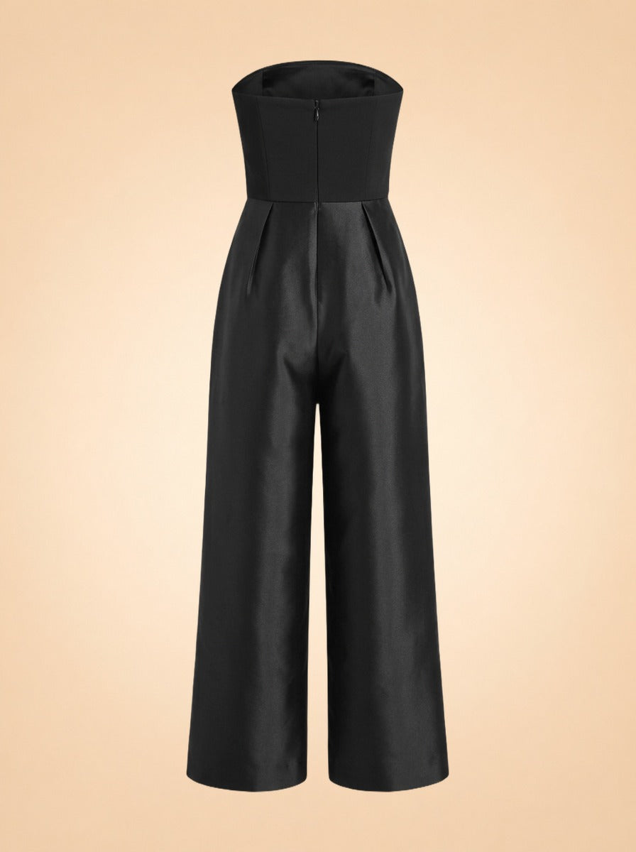 Alden Jumpsuit in Twill & Crepe by Solace London in Black