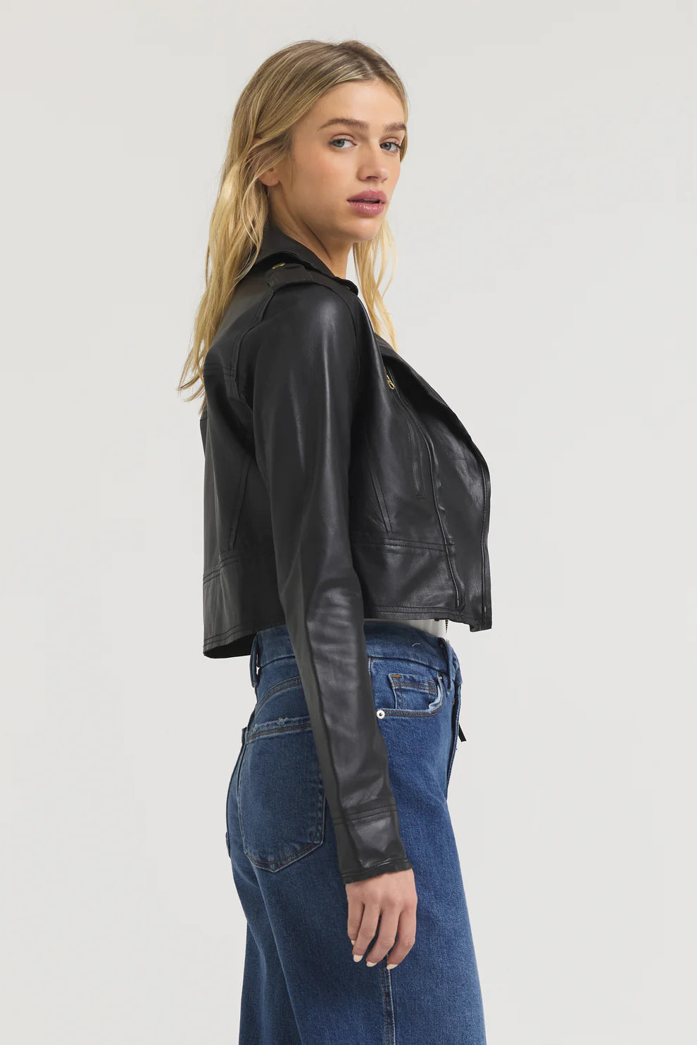 Erin Burnished Leather Biker Jacket