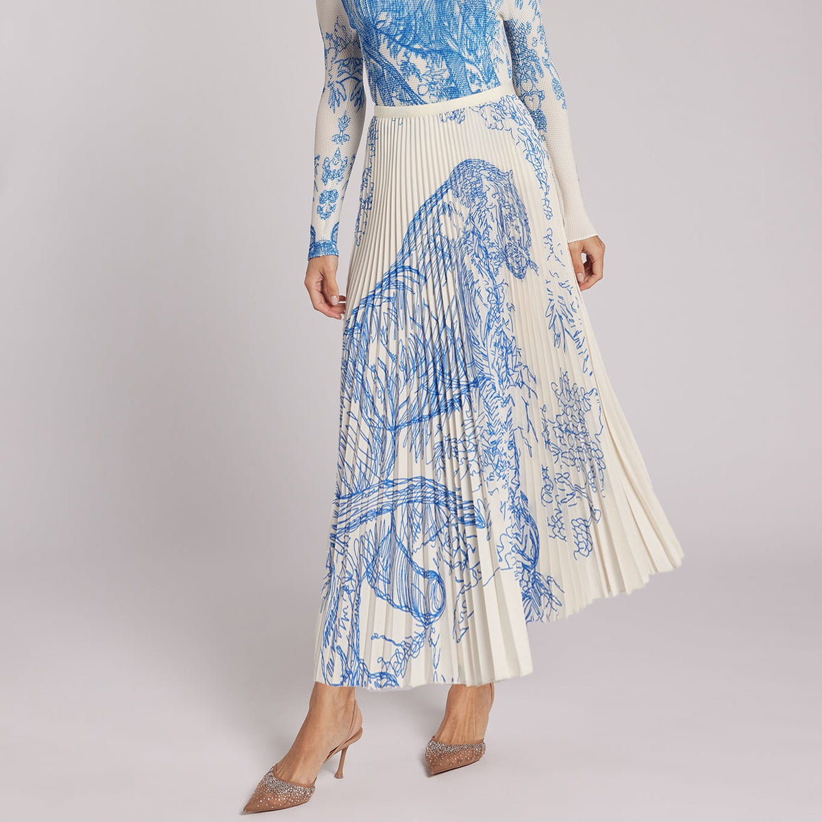 Juliet Toile de Jouy Pleated Skirt
