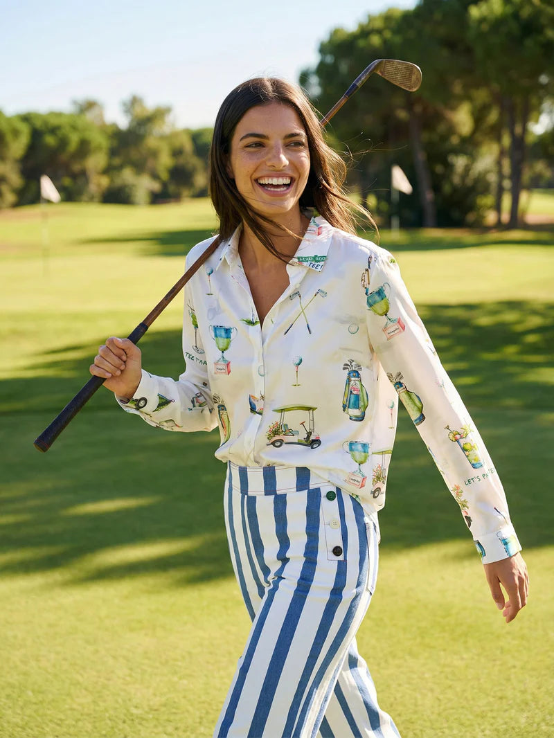White Shirt with golf print