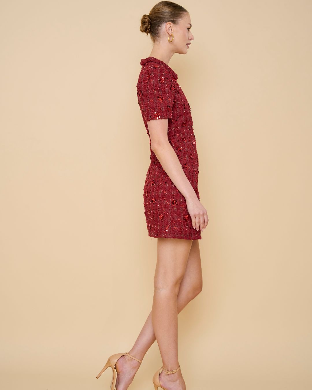 Cherry Tweed Shift Dress