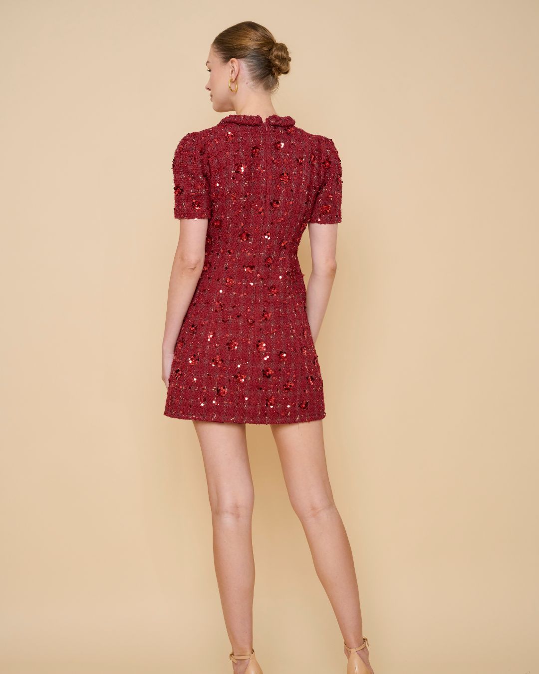 Cherry Tweed Shift Dress