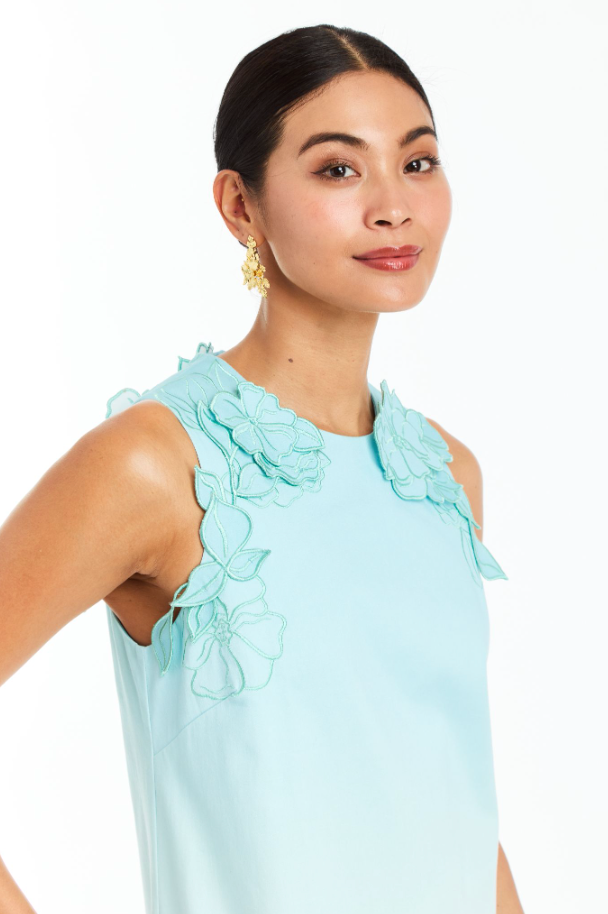 JUNIPER SHIFT MINI DRESS W/ EMBROIDERY APPLIQUE - 47PN04482GC