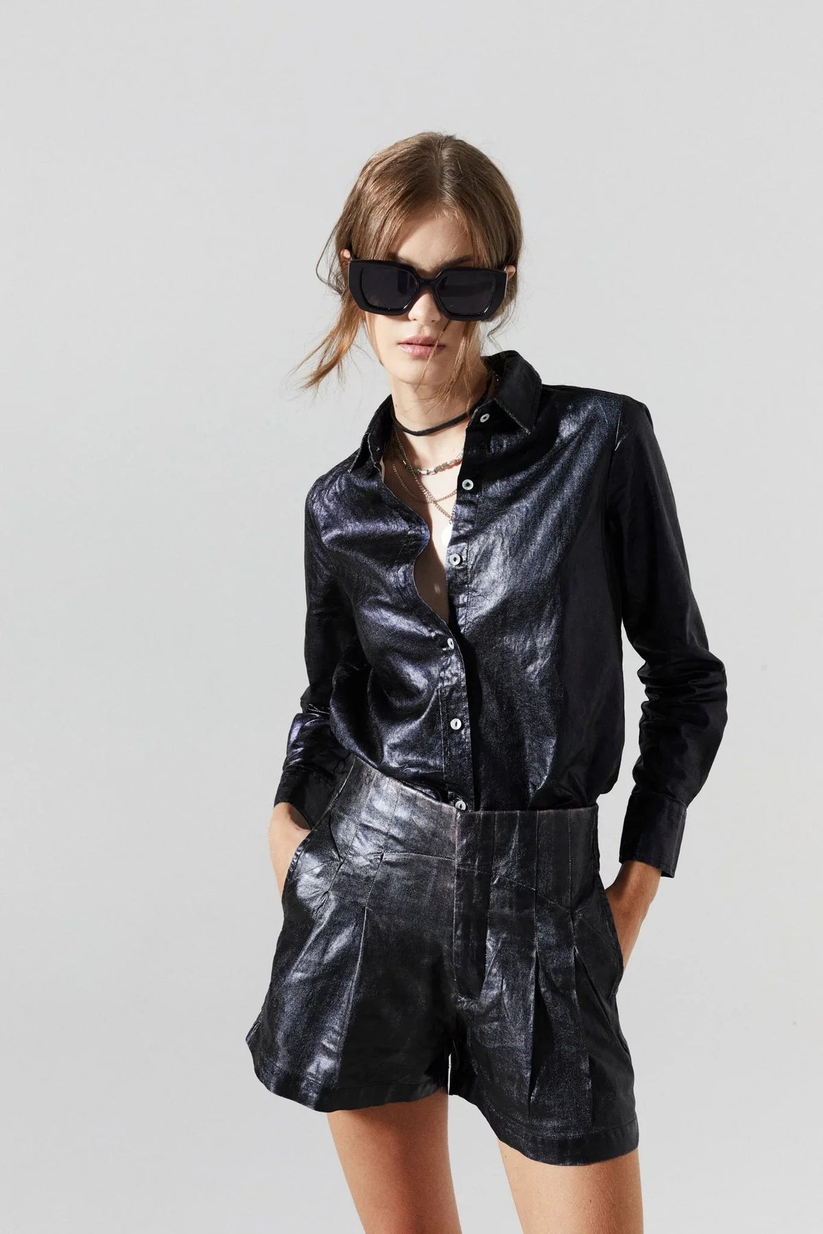 San Marino Metallic Linen Shirt