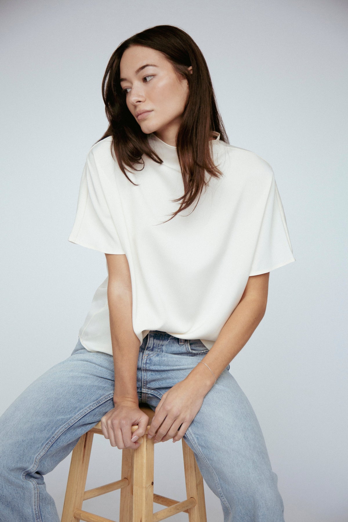 Butter Satin Bat-Wing Top