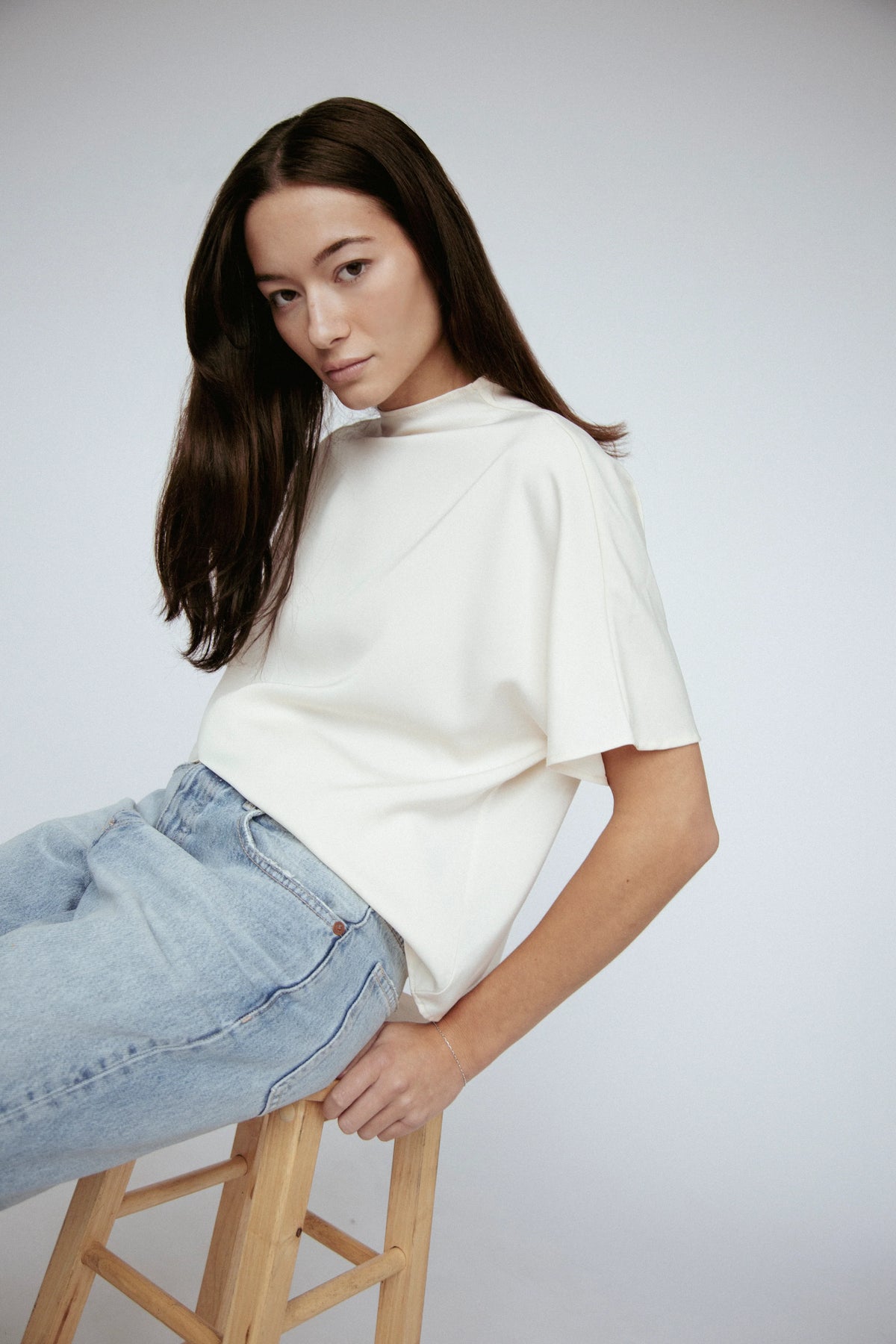 Butter Satin Bat-Wing Top