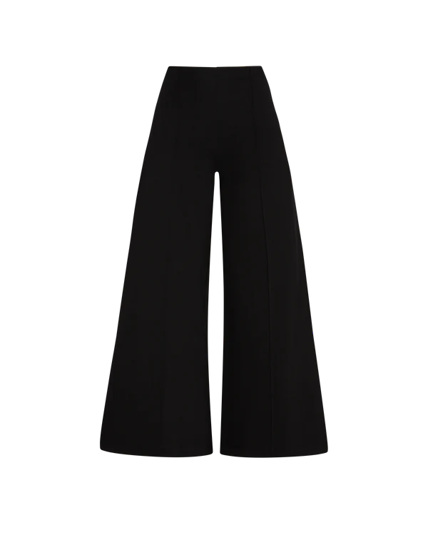 Cropped Ponte Knit Wide Leg Pant