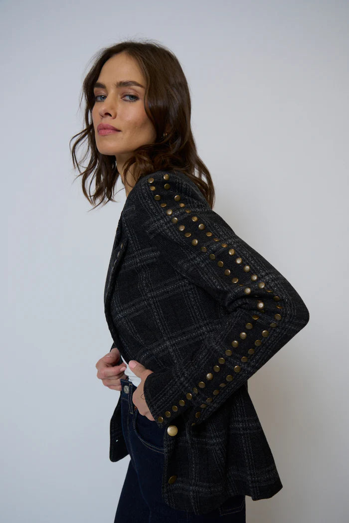 JAY PLAID STUDDED JACKET