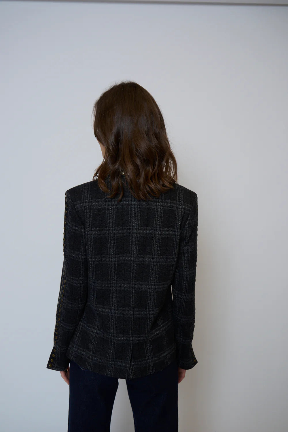 JAY PLAID STUDDED JACKET