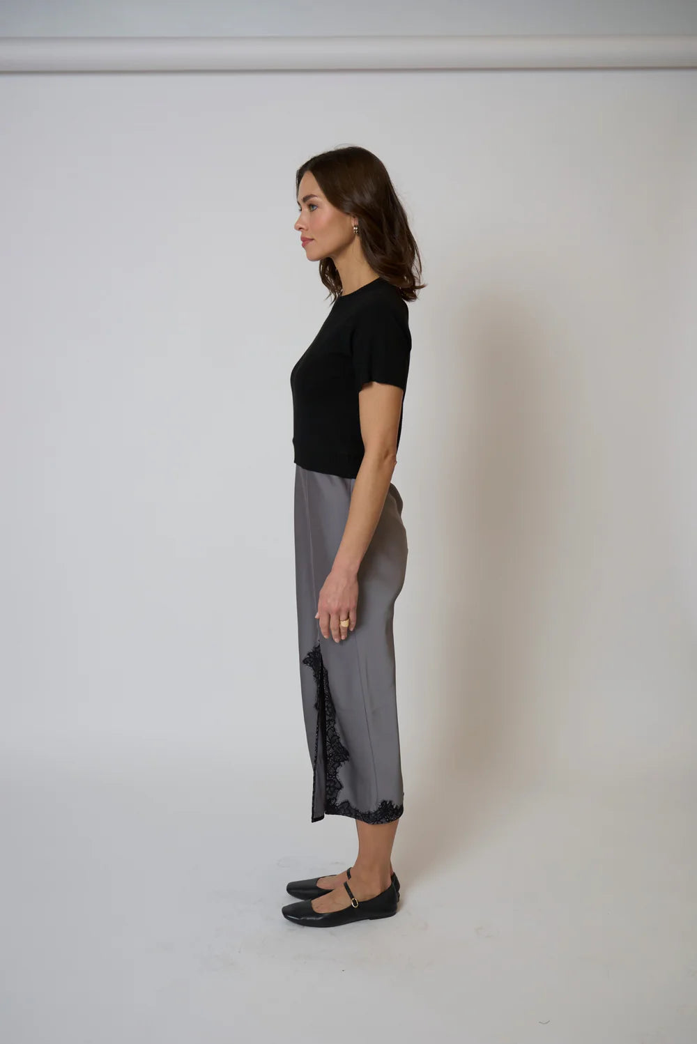 CELESTE LACE AND SWEATER COMBO DRESS