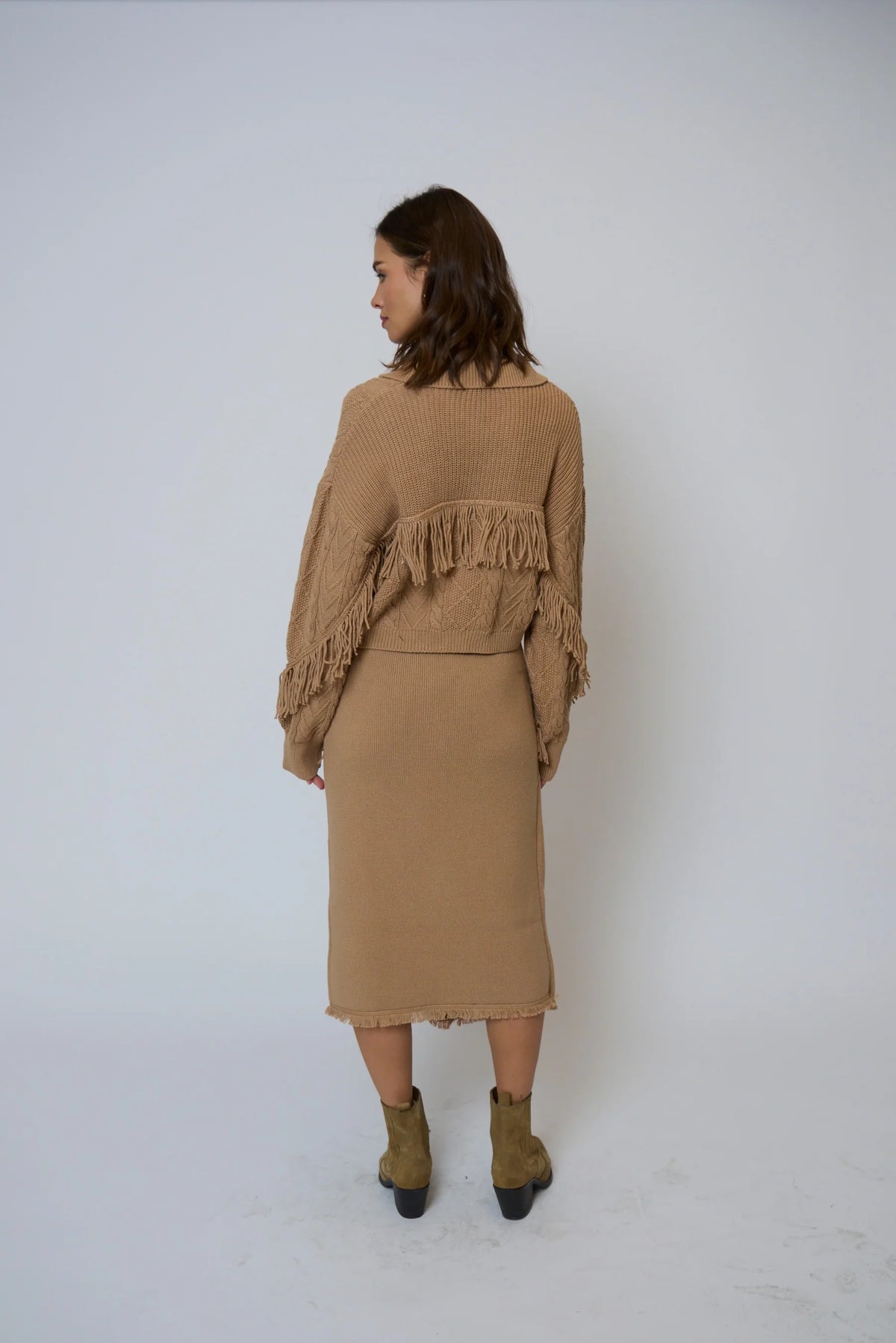 ELYSE FRINGE ASSYMETRICAL MIDI SKIRT