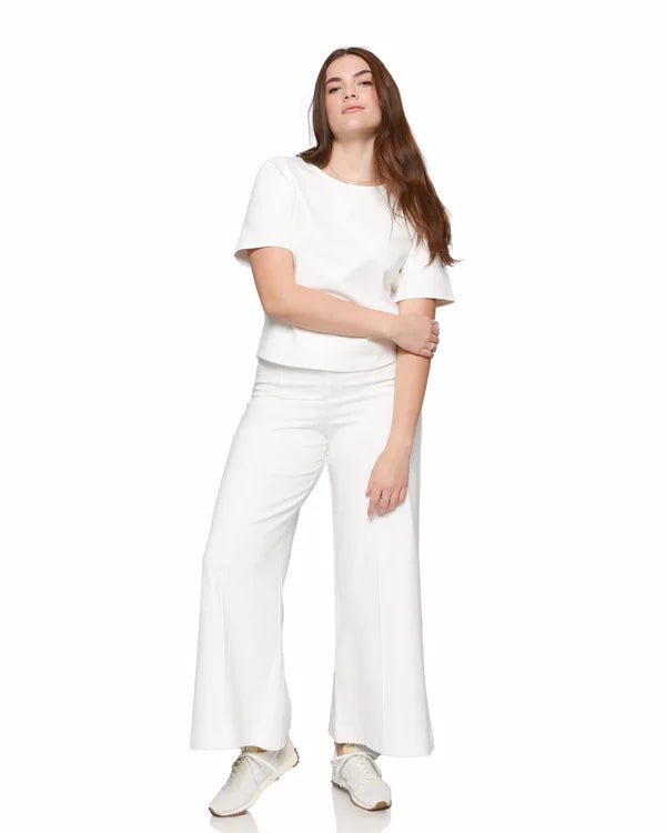 Cropped Ponte Knit Wide Leg Pant