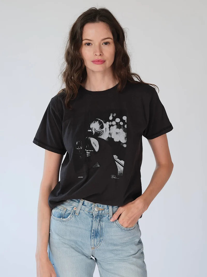 Cotton Statement Tee in Black