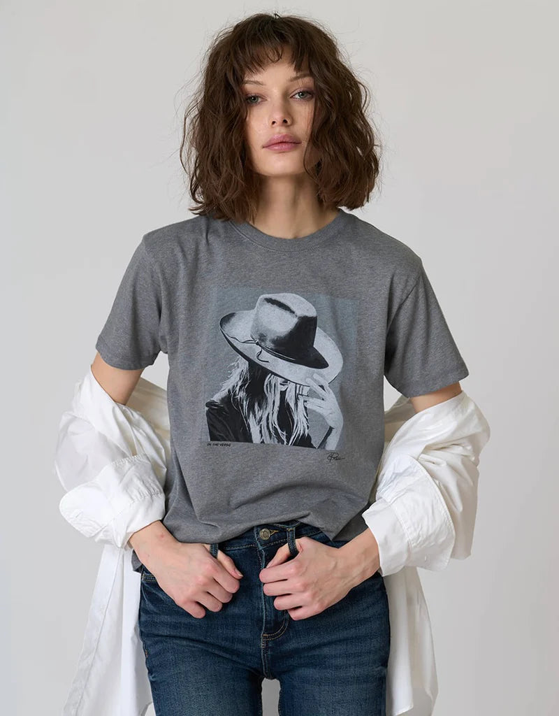 Cotton Statement Tee in Grey