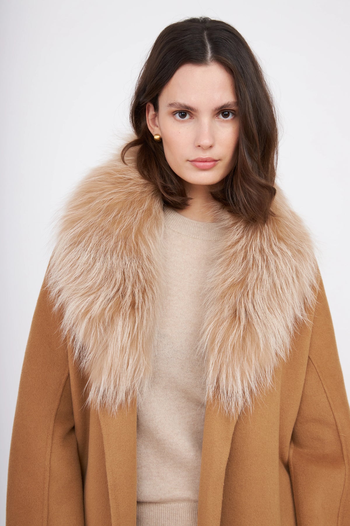 Fur Shawl Collar Cashmere Coat