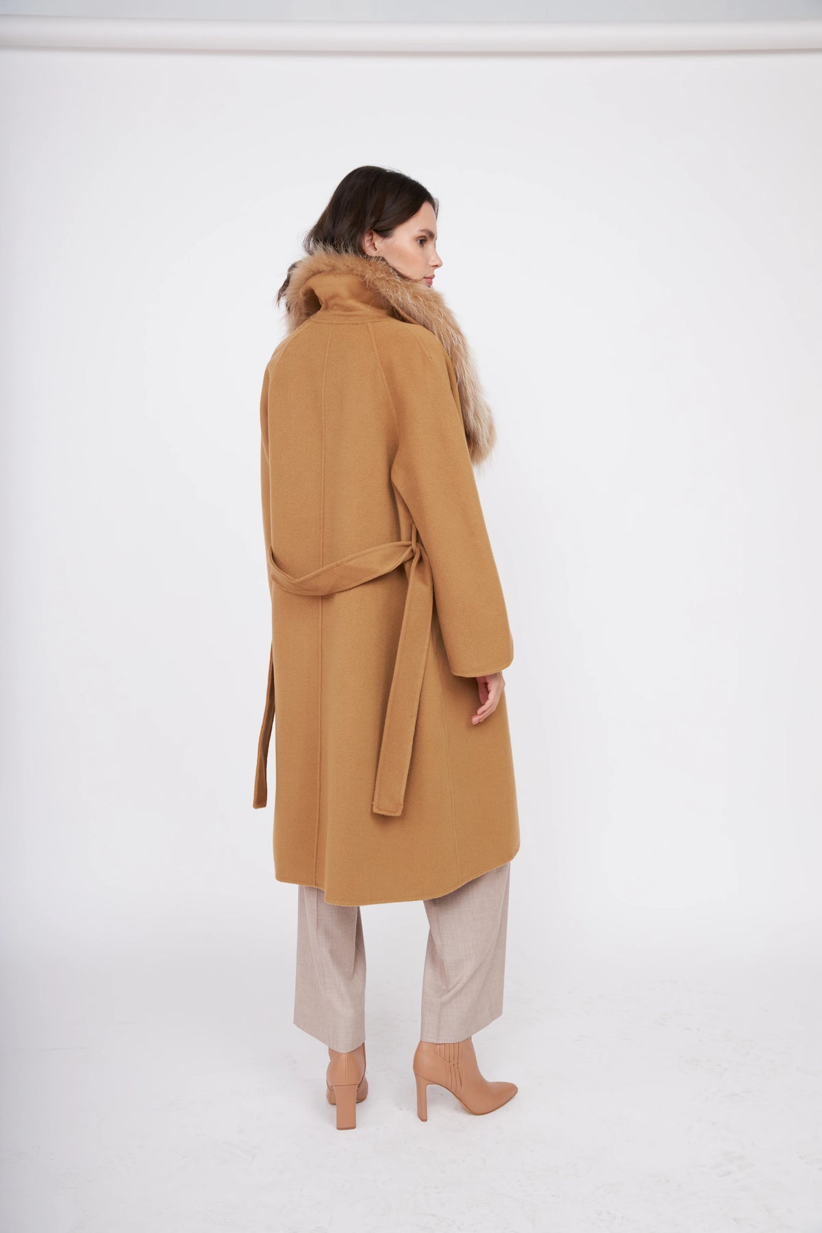 Fur Shawl Collar Cashmere Coat
