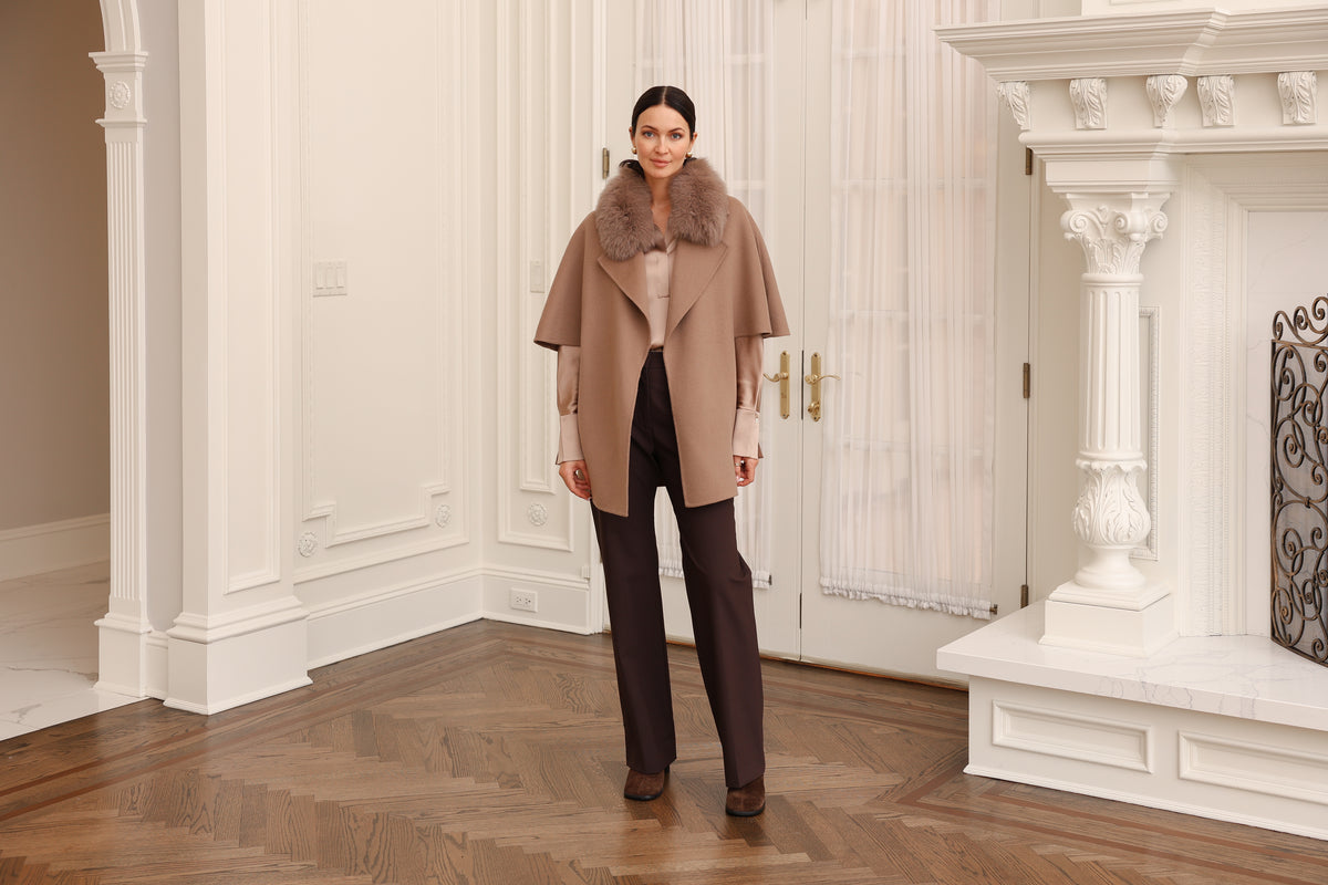 Cashmere Wool Jacket with Fox Fur