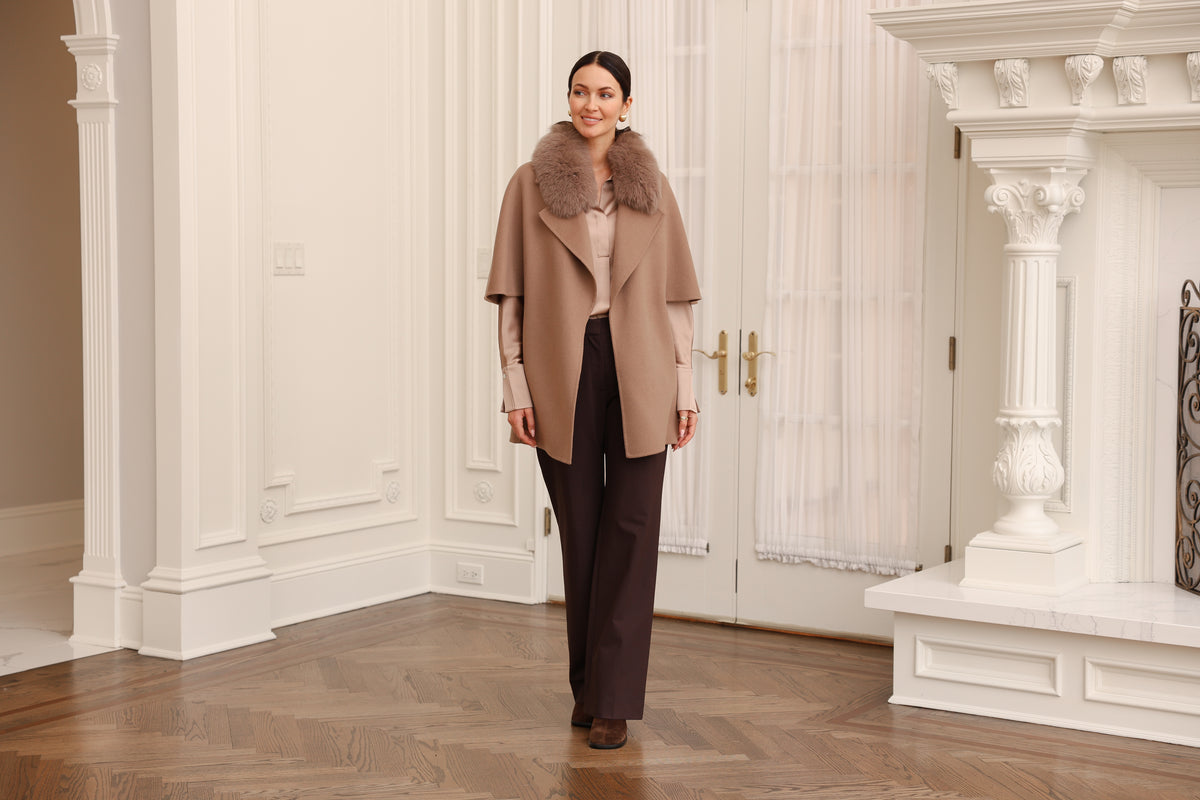 Cashmere Wool Jacket with Fox Fur