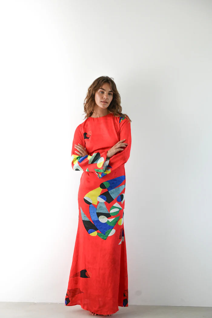Nova Red Abstract Dress