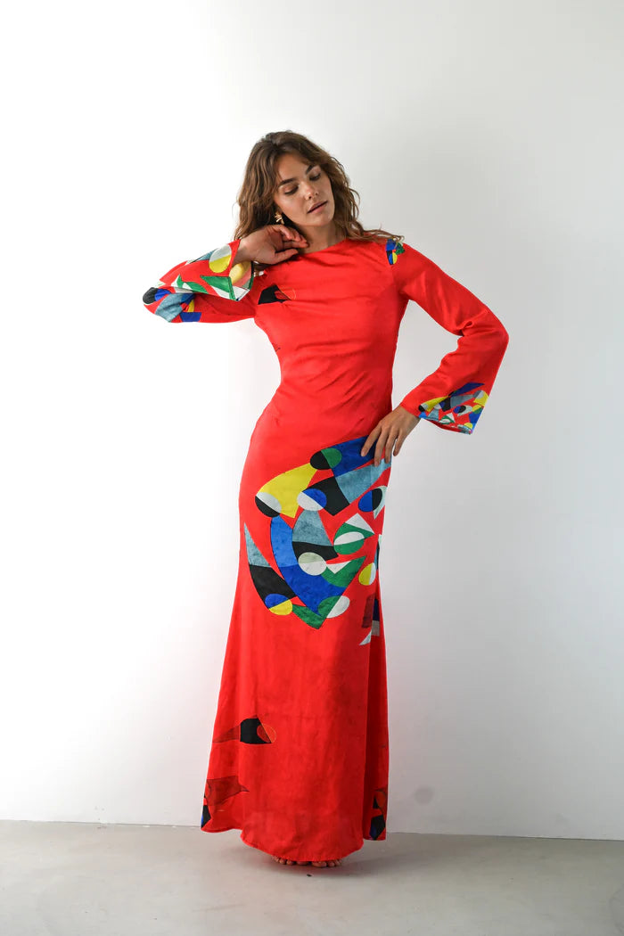 Nova Red Abstract Dress