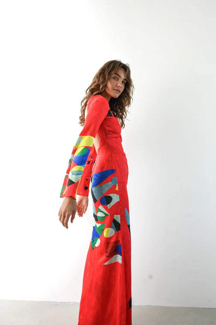 Nova Red Abstract Dress