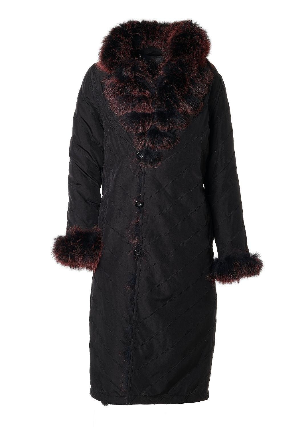 Silk Reversible Long Fur Coat