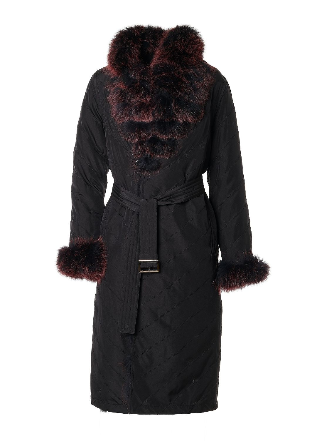 Silk Reversible Long Fur Coat