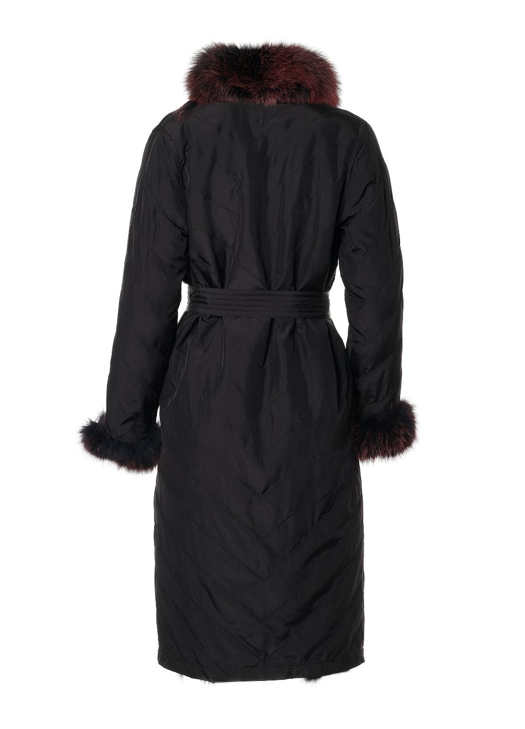 Silk Reversible Long Fur Coat