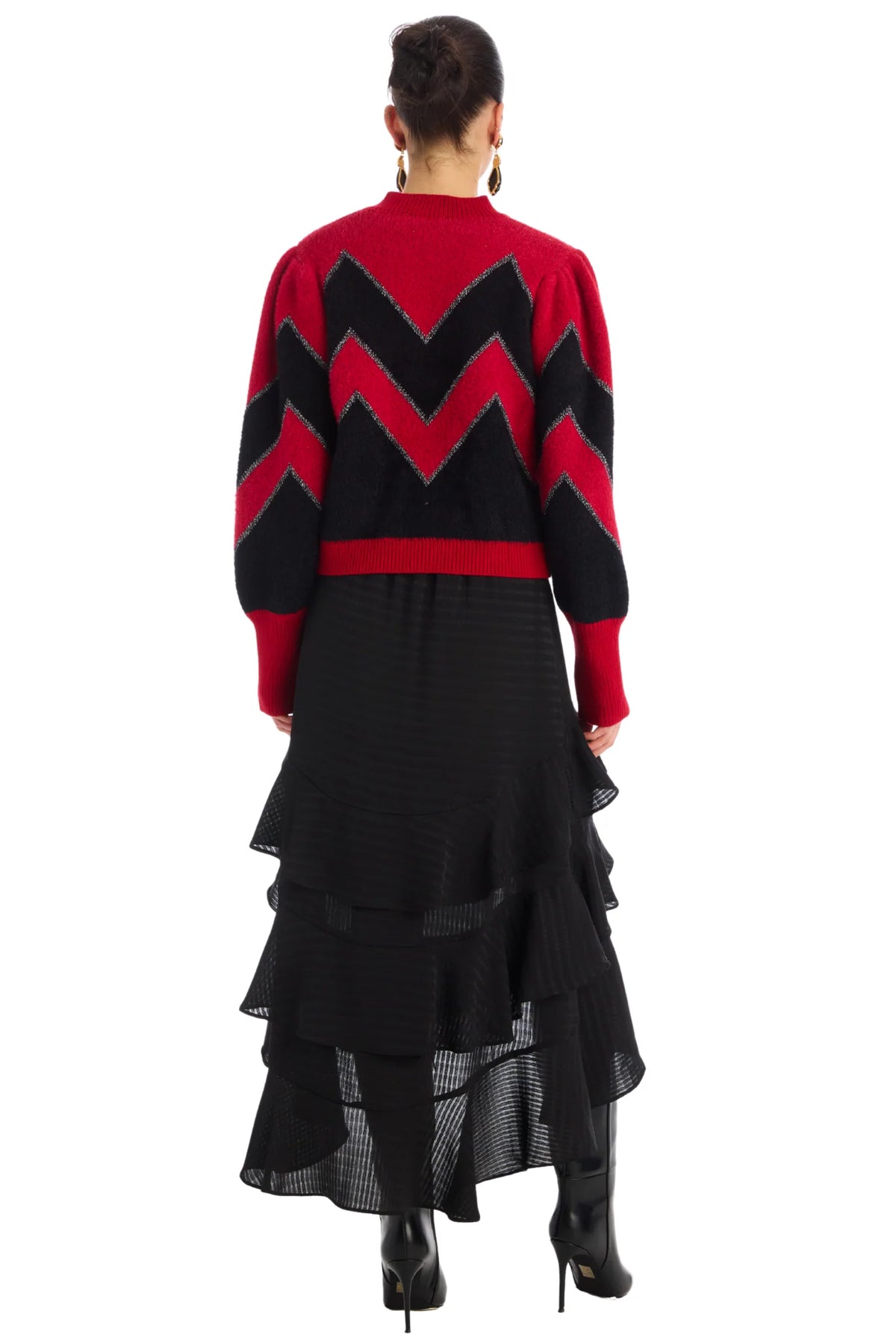 FUZZY CHEVRON CARDIGAN