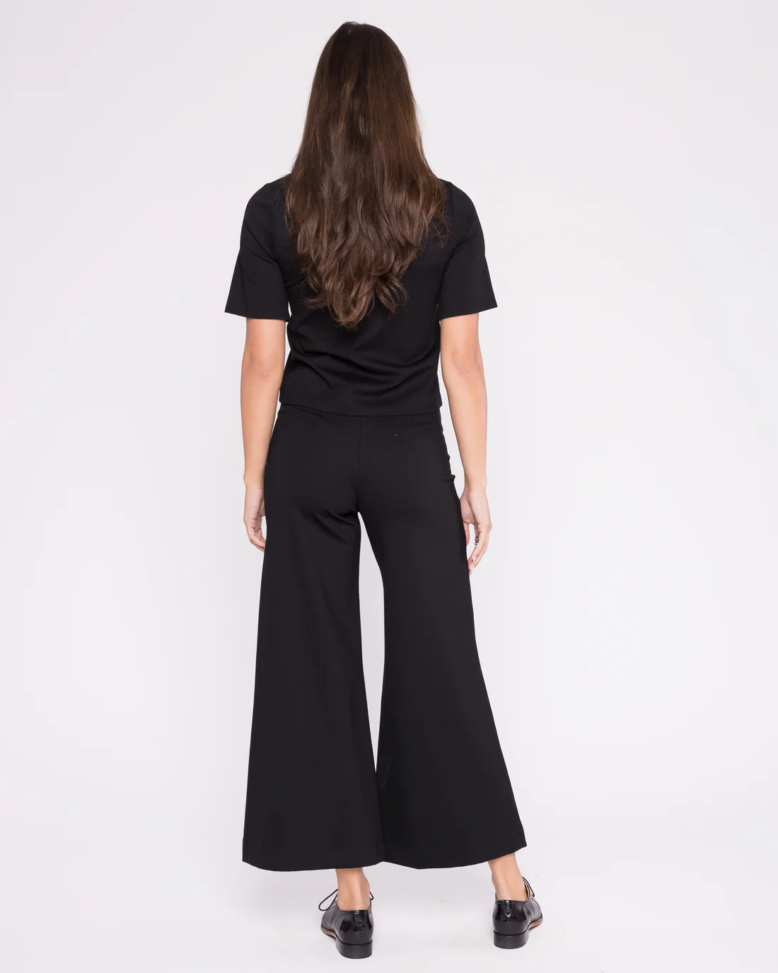 Cropped Ponte Knit Wide Leg Pant