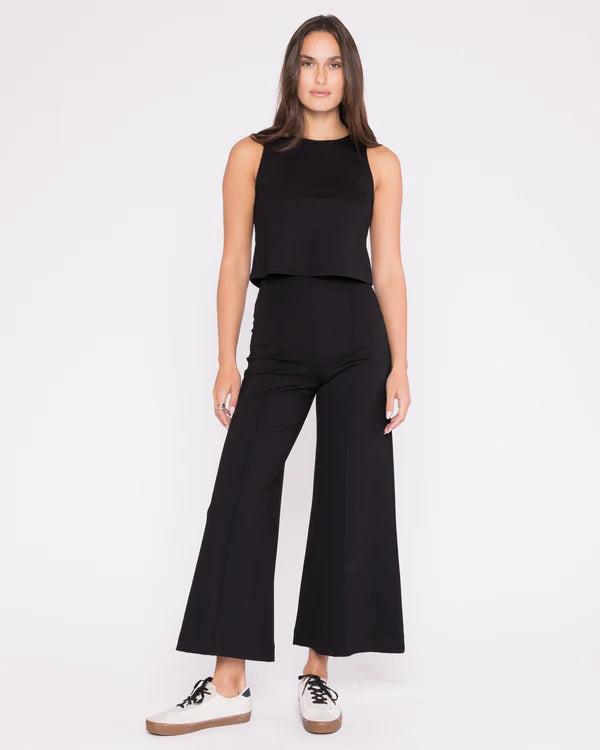 Cropped Ponte Knit Wide Leg Pant
