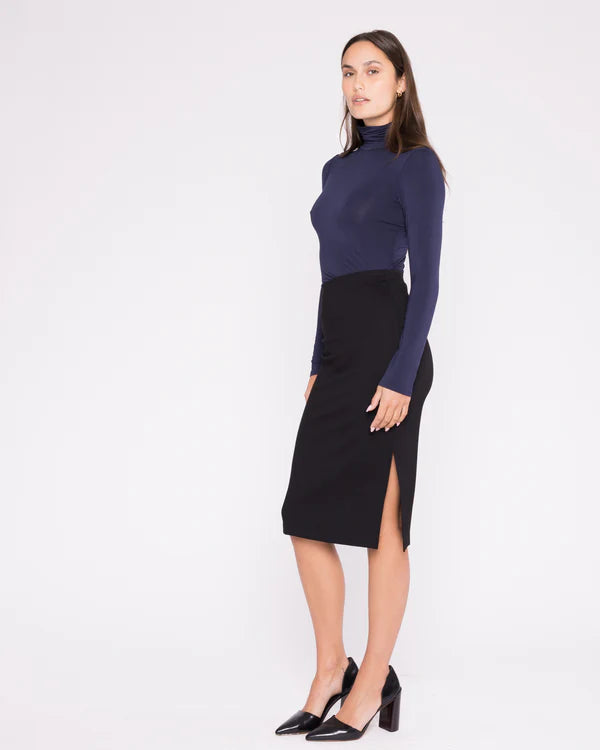 Black Ponte Knit Pencil Skirt