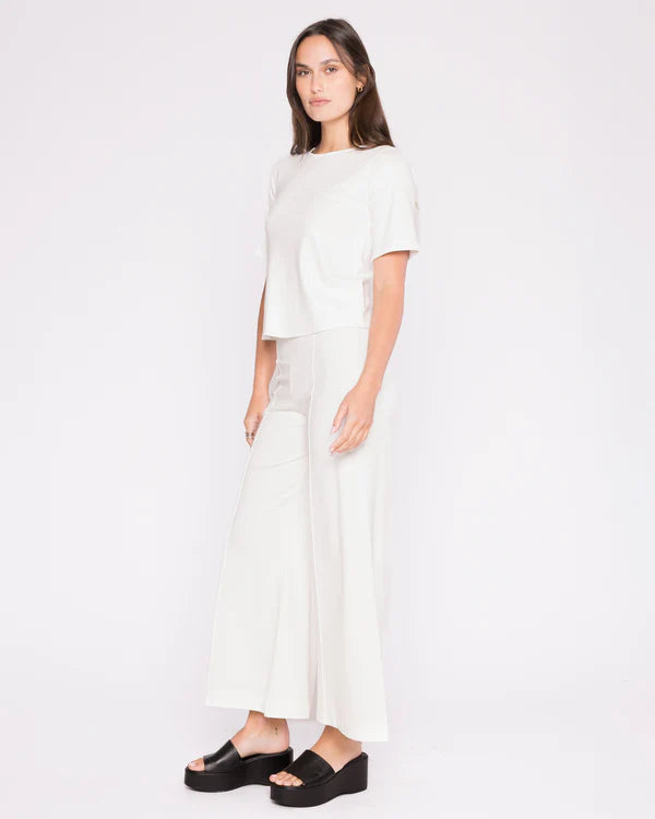 Cropped Ponte Knit Wide Leg Pant