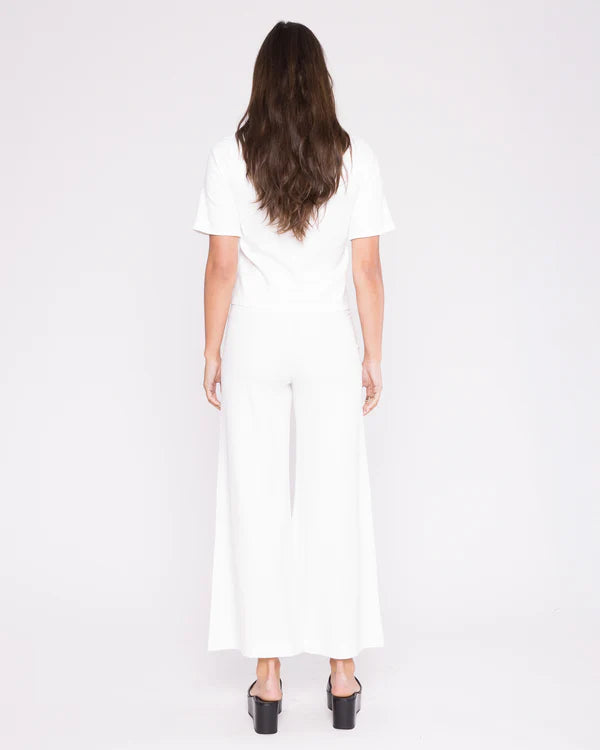Cropped Ponte Knit Wide Leg Pant