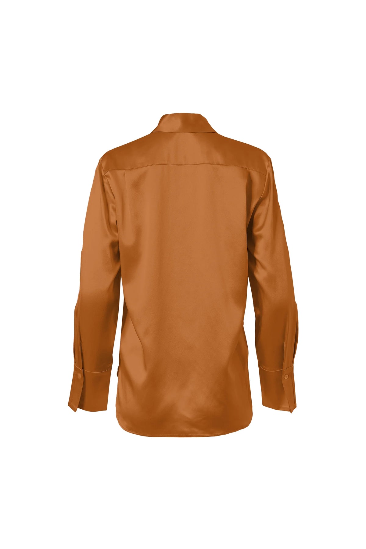 Sateen Fitted Silk Button Down Blouse